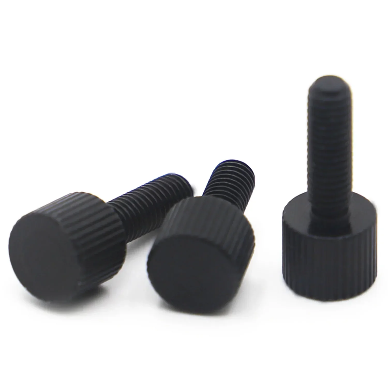 2-5pcs Black Carbon Steel Thumb Screws M2 M2.5 M3 M4 M5 M6 Flat Round Head Knurled Head Manual Adjustment Screws Thumb Bolts