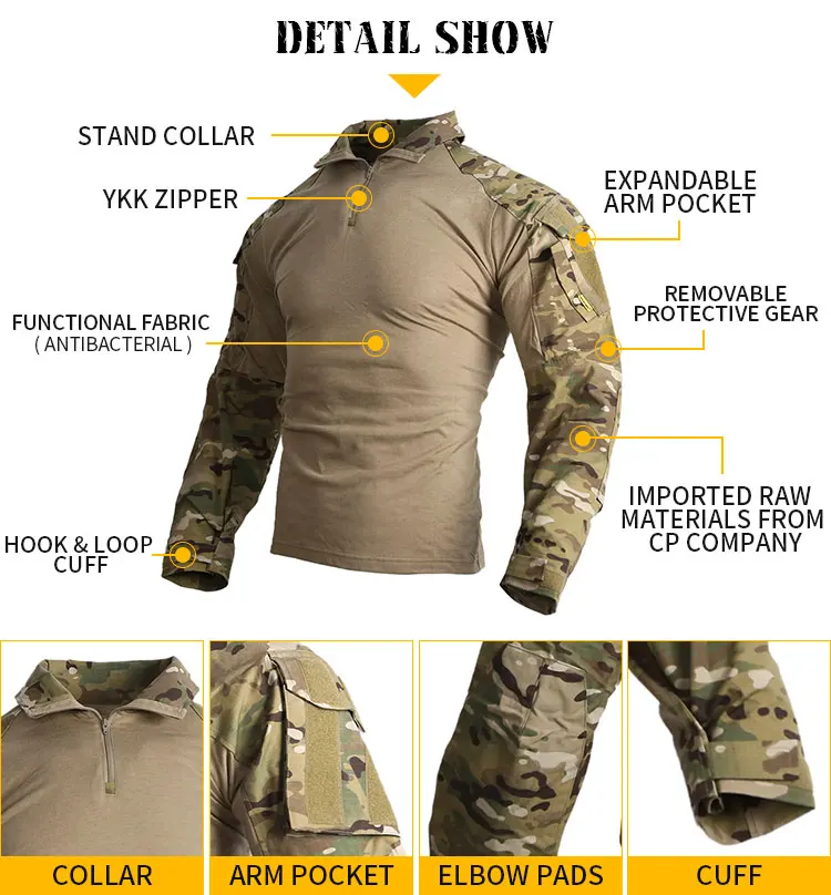 Emersongear G3 Tactical Combat Uniform Set Long Sleeve Duty Shirt & Pants Outfit For Outdoor Airsoft Activities