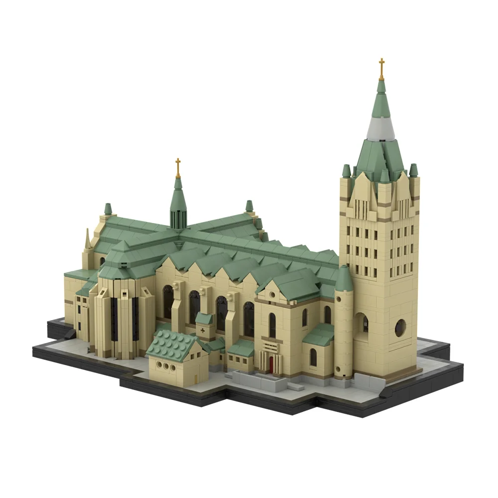 

MOC Germany Church Architectures Paderborns Cathedral Building Blocks Set Town Street View Villa Bricks Toys For Children Gifts