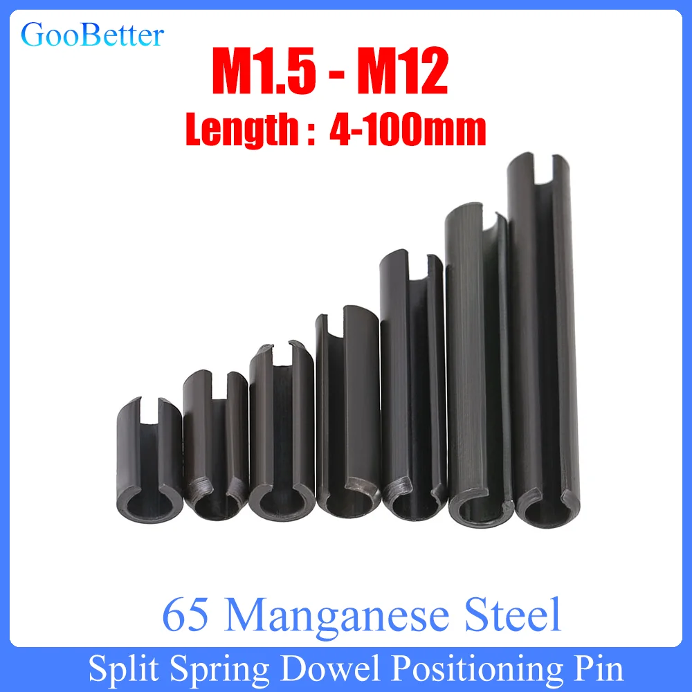 Split Spring Dowel Positioning Pin M1.5 M2 M2.5-M12 Spring-Type Straight Pins Steel Spring Elastic Cylindrical Cotter Pin Dowel