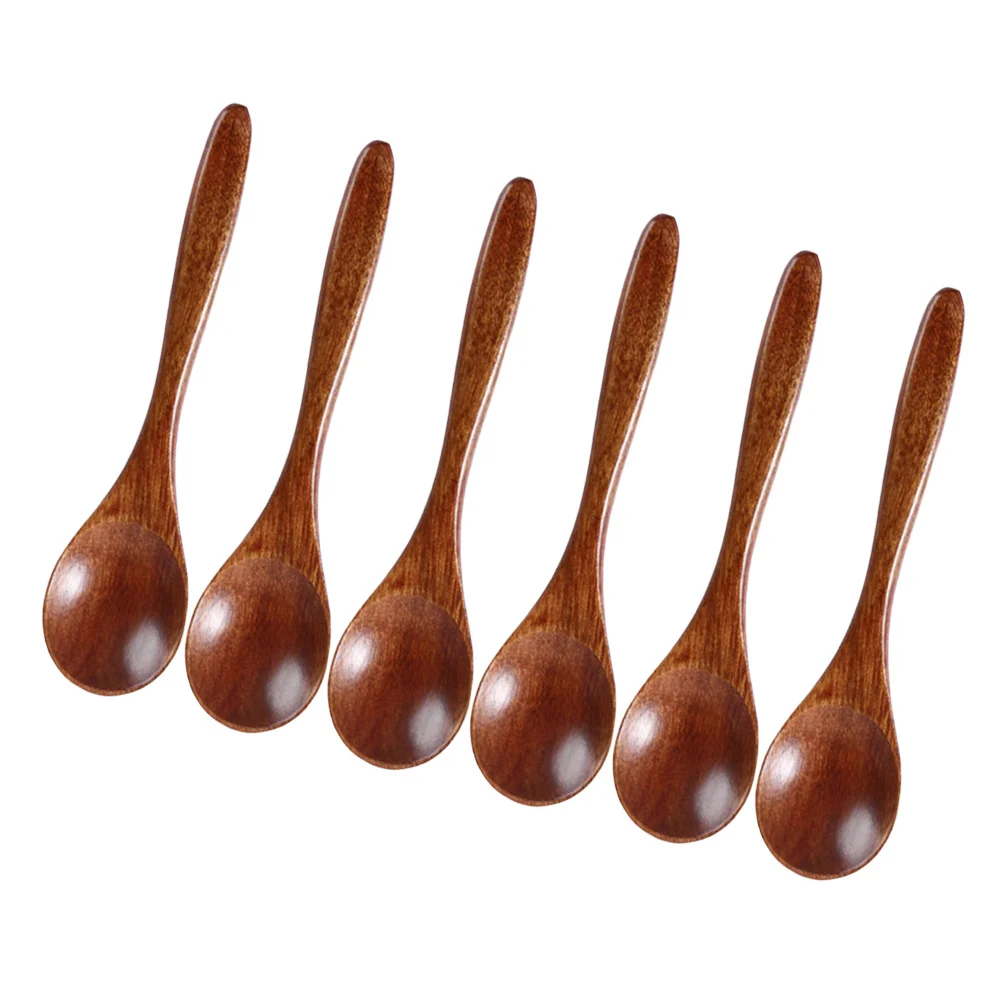 

6Pcs Solid Wood Honey Spoon Eco-Friendly Kitchen Utensil for Coffee Tea Soup Jam Mixing Cooking Camping Travel Gift