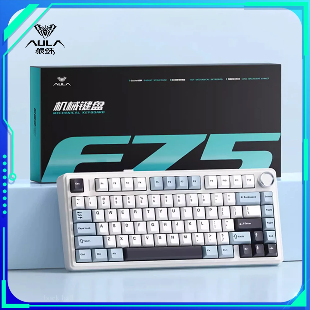 

AULA F75 Mechanical Keyboard Tri Mode Hot Swap Knob Gaming Keyboard RGB Dynamic Multifunctional Gasket Pc Gamer Accessories Mac