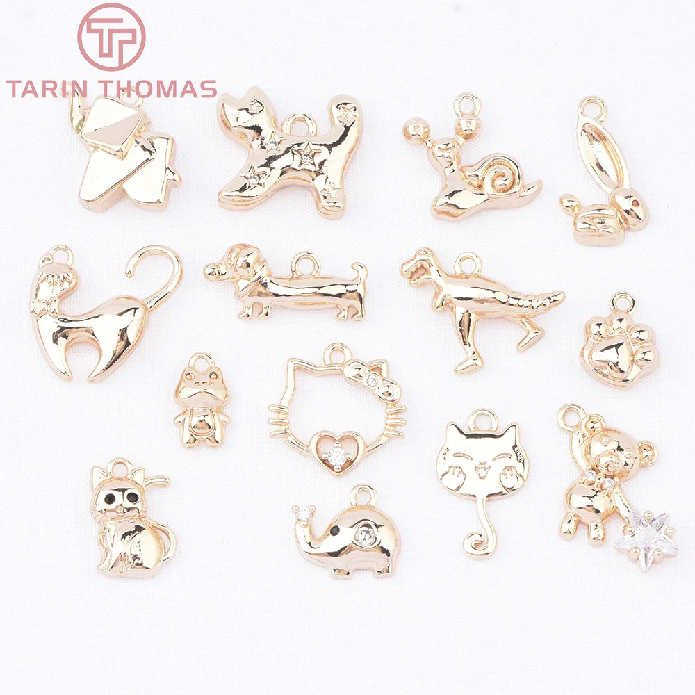 (9376) latón de Color dorado de 24K con circonita serie Animal colgantes en forma de elefante y Caracol accesorios para hacer joyería Diy de alta calidad