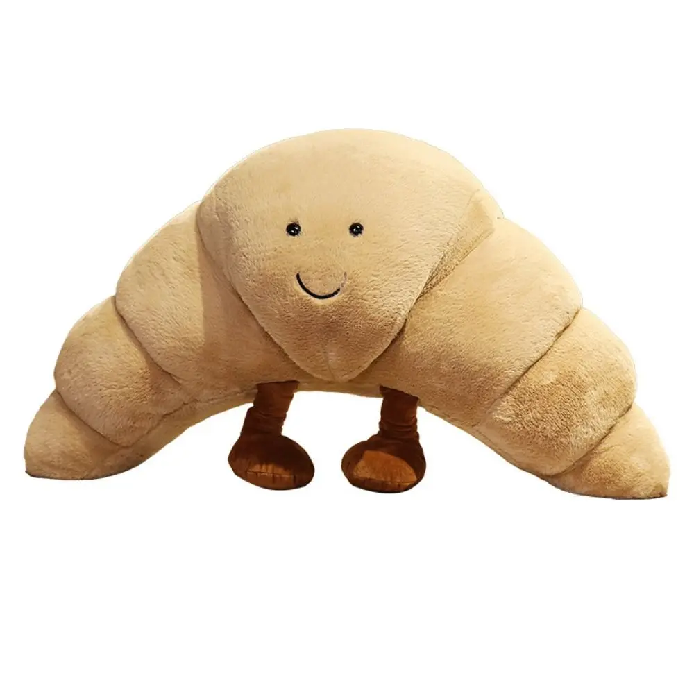 Creative Plush Croissant Cute Smile Croissant Bread Pillow Stuffed Animals Funny Soft Food Plushies Toy for Gifts for Kids