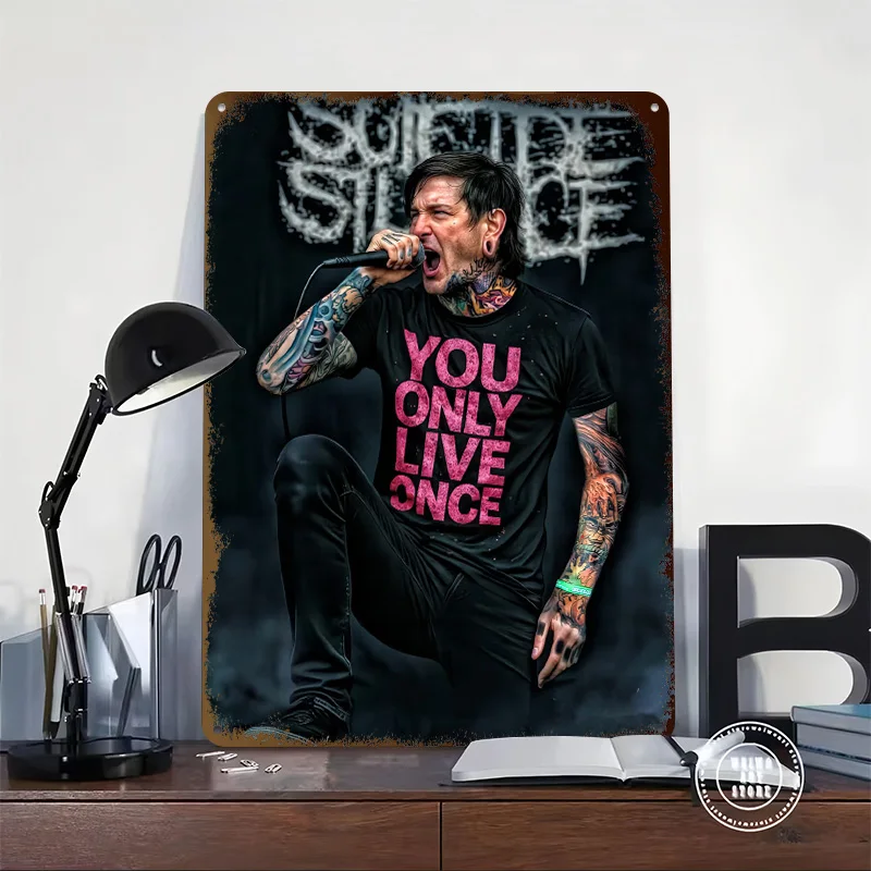Suicide Silence Singer Performing Metal Poster Customized Wall Art Retro Vintage Tinplate Signs for Man Cave Gaming Decoration