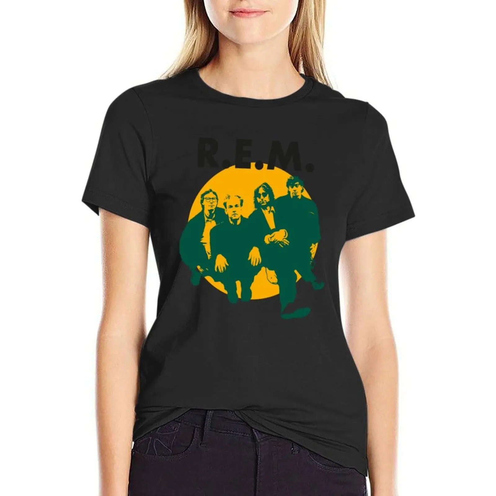 

R E M Band T-Shirt vintage cute tops vintage clothes animal prinfor Women t shirt