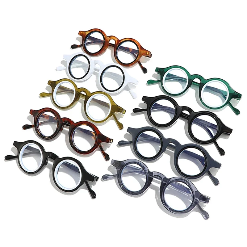 JNPCXI New Fashion Small Round Double Color Women Leopard Glasses Frame Retro Punk Men Clear Lens Eyewear