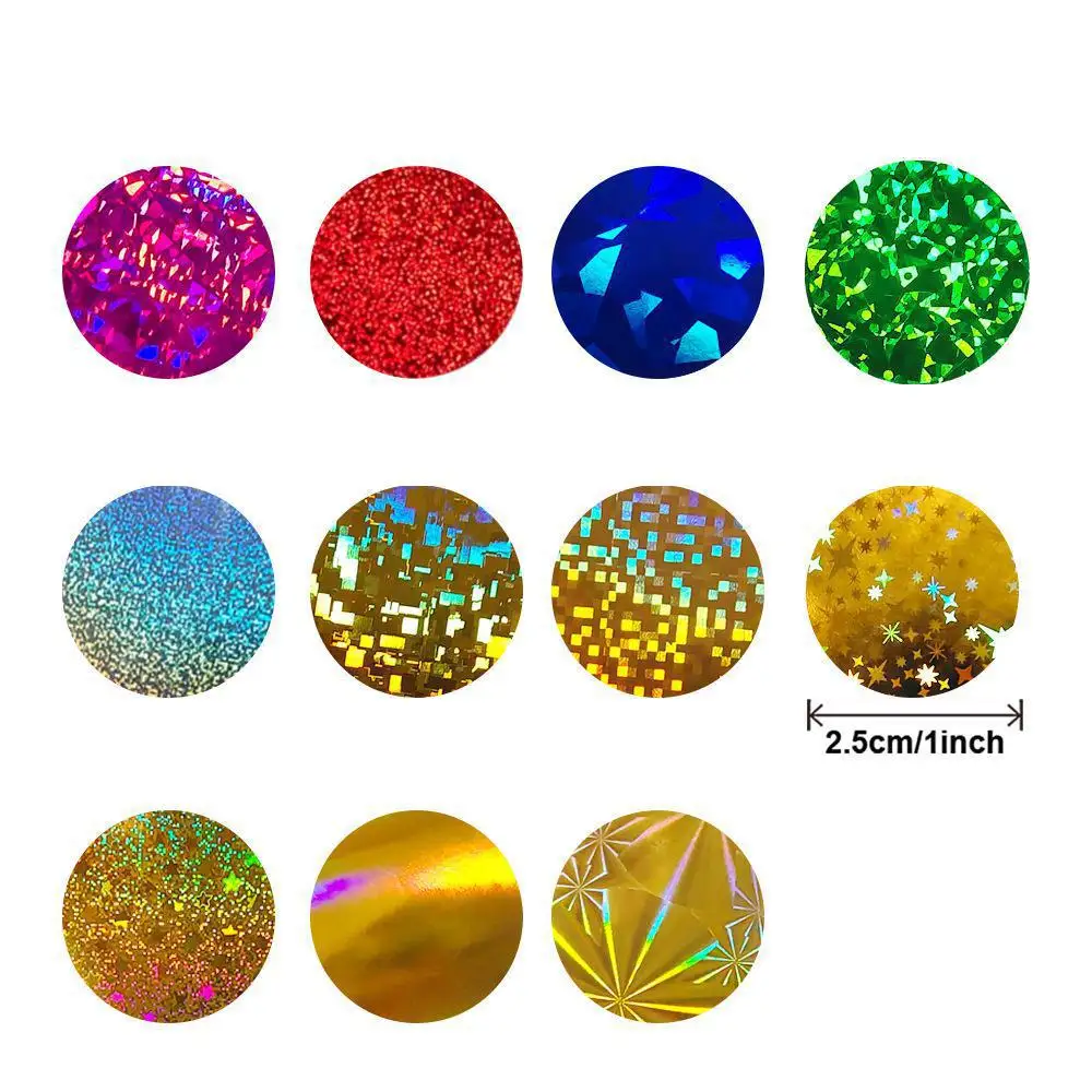 Gold Holographic Glitter Sealing Label 1inch Round Laser Sticker Party Handmade Cute Envelope Business Label Stationary Stickers