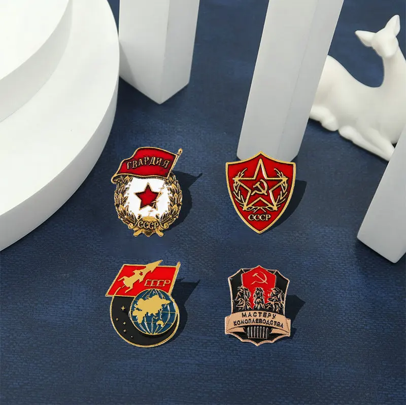 CCCP Cold War Enamel Pins Red Star Flag Brooches History Memory Badge Jewelry