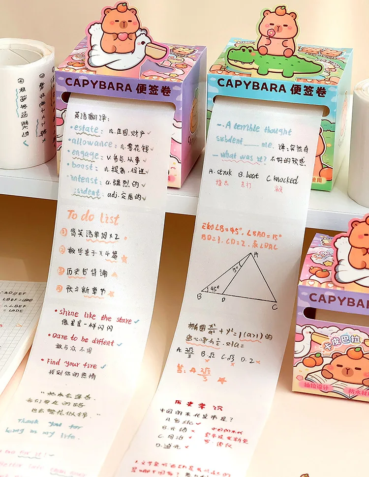 100แผ่น capybara กระดาษเหนียวใสแบบดึงออกได้อุปกรณ์เครื่องเขียนน่ารักๆสำหรับสำนักงานแผ่นจดบันทึกกระดาษโน้ตอุปกรณ์เสริมความงาม