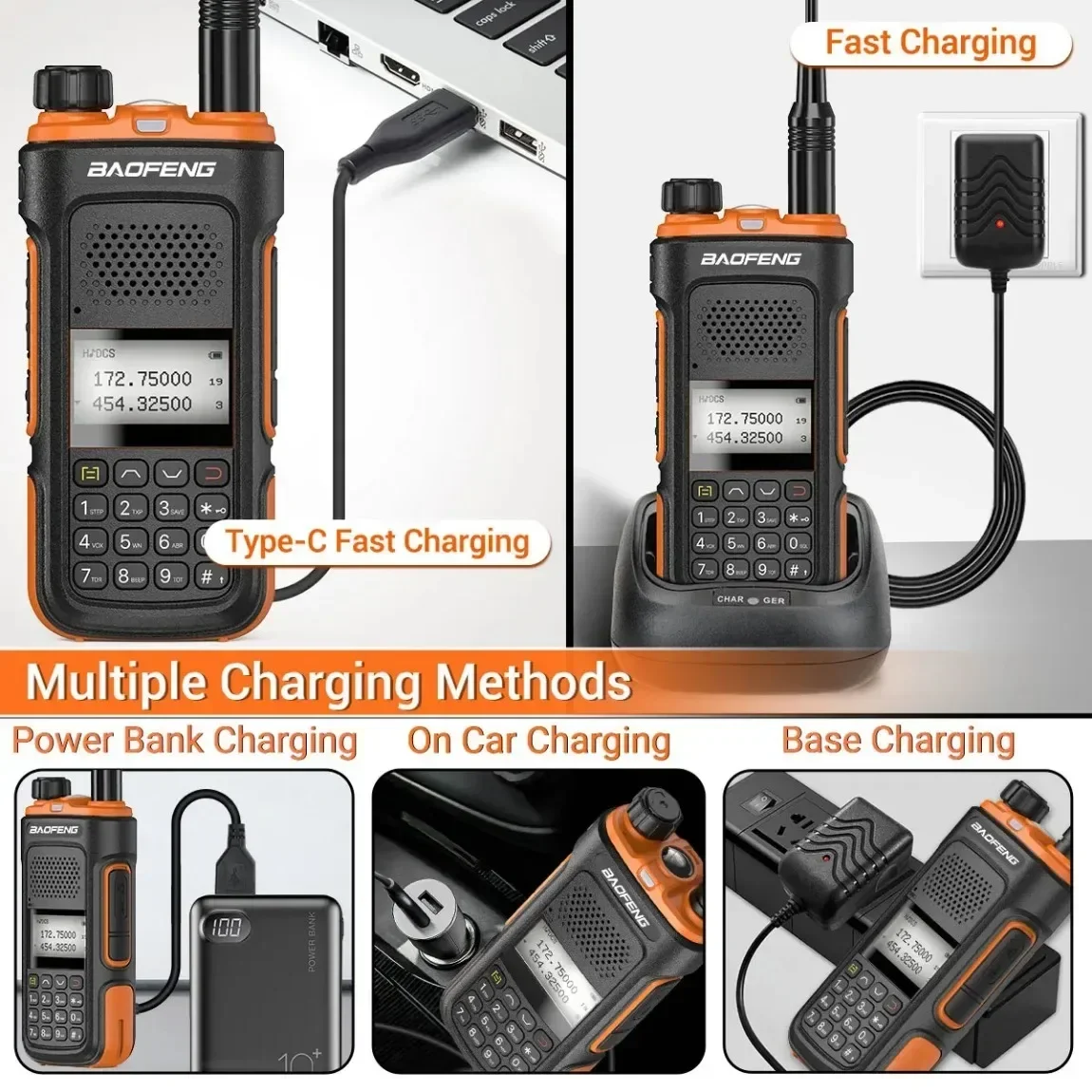 Baofeng UV-10 Pro Walkie Talkie Беспроводная частота копирования Двухдиапазонная 999CH Type-C Двухсторонняя радиостанция высокой мощности UV-5R Ham