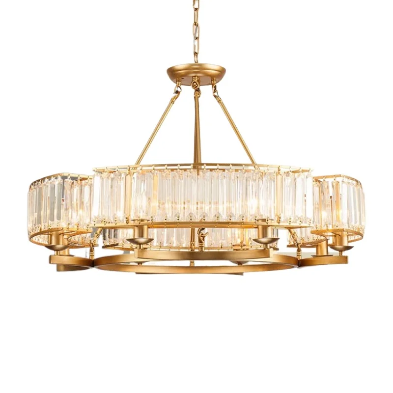 

All-copper crystal chandelier living room main light modern light luxury simple high-end bedroom dining room chandelier
