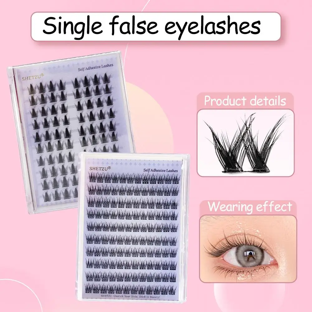Glue-free Self-adhesive False Eyelashes Natural Single Cluster Manga Lashes Extension DIY Eyelashes Korean makeup tools