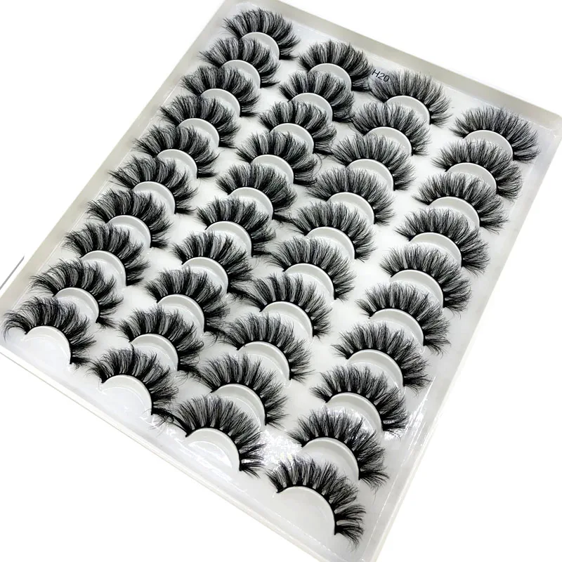 20 Pairs 3D Faux Mink Lashes Natural False Eyelashes Dramatic Fluffy Soft Wispy Volume Cross Reusable Eyelash MaKeup Tools