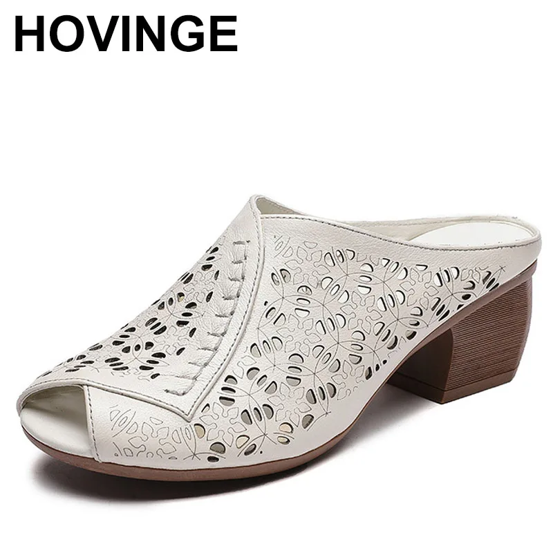 

Тапочки на каблуке с открытым носком, низкие тапочки, женские шлепанцы, высокие шлепанцы из натуральной кожи, мягкая летняя ткань, Рим, искусственная кожа, этнический ретро