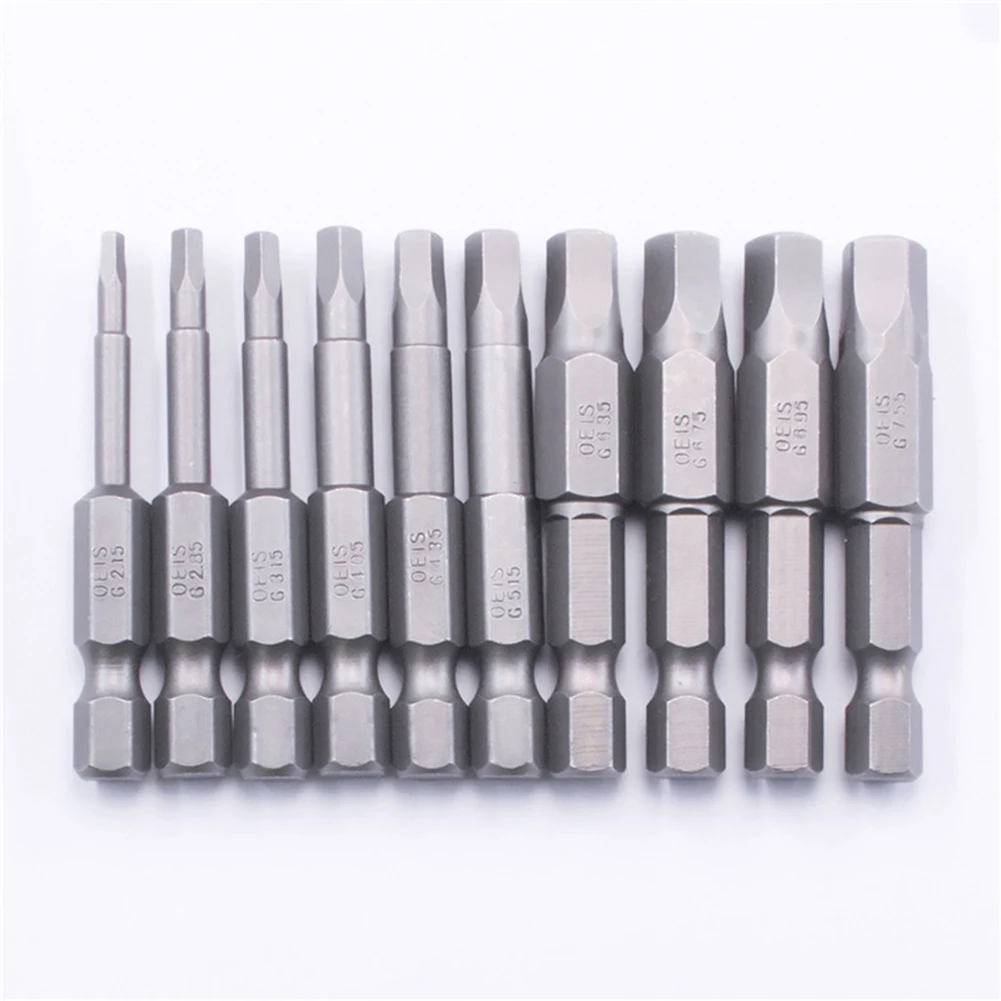 10Pcs Pentagonal Screwdriver Bit With Hole 1/4\'\' Shank Hex 50mm Wrench Magnetic Socket Hand Electric Screwdriver Wind Drill Head