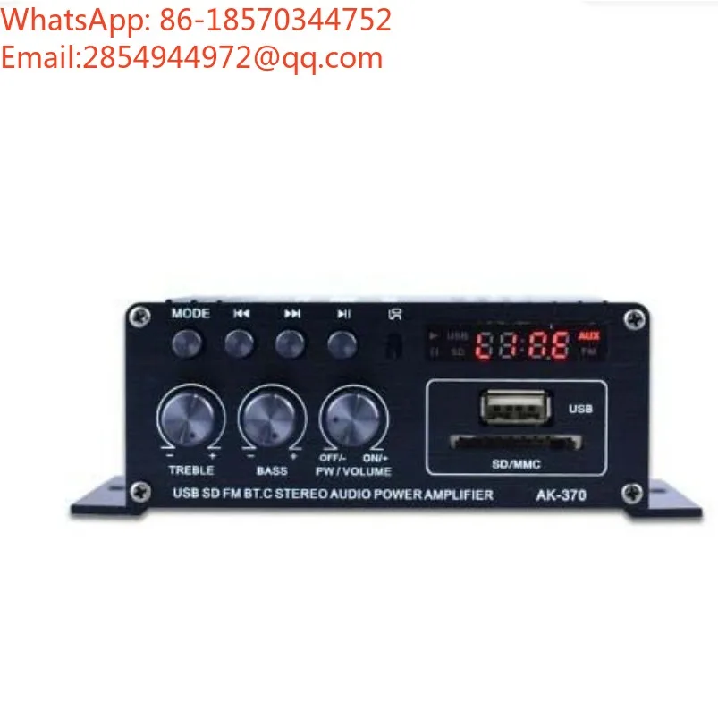 AK-370 Bluetooth Power Amplifier, Home Karaoke Car Audio Playback Device 12V Power Amplifier