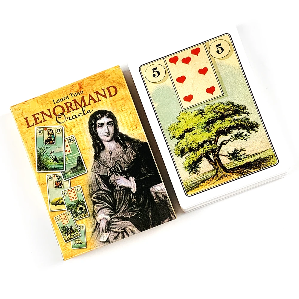 Laura Tuan Lenormand Oracle Cards 36 Cards Vintage Yellow Parchment Lenormand Divination Deck Classic Fortune‑Telling Board Game