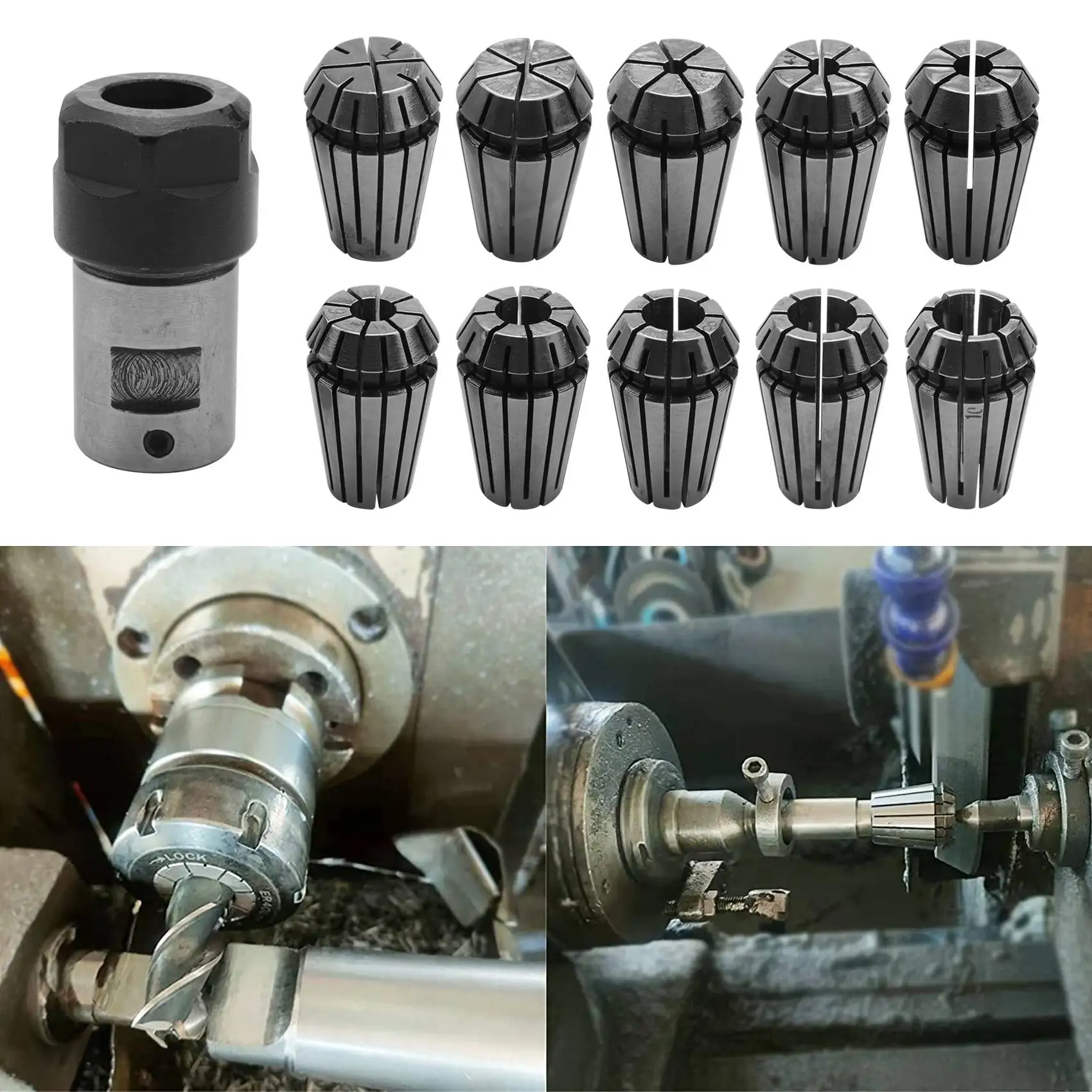 A51M-10Pcs Er16 Spring Collet + Motor Shaft 8Mm Extension Rod Holder Cnc Milling Lathe Tool Engraving Machine