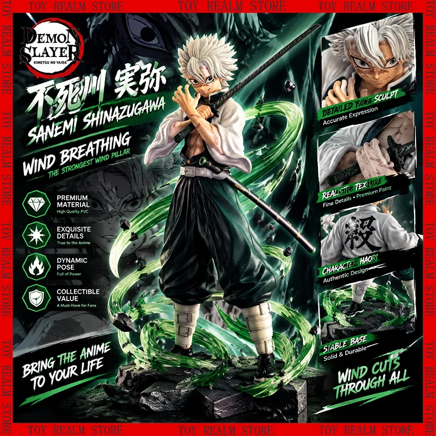 Nueva figura de Sanemi Shinazugawa, personaje de Demon Slayer, 15 cm, hecha de PVC, para coleccionistas de anime, ideal como adorno de escritorio o regalo de cumpleaños para los fans.