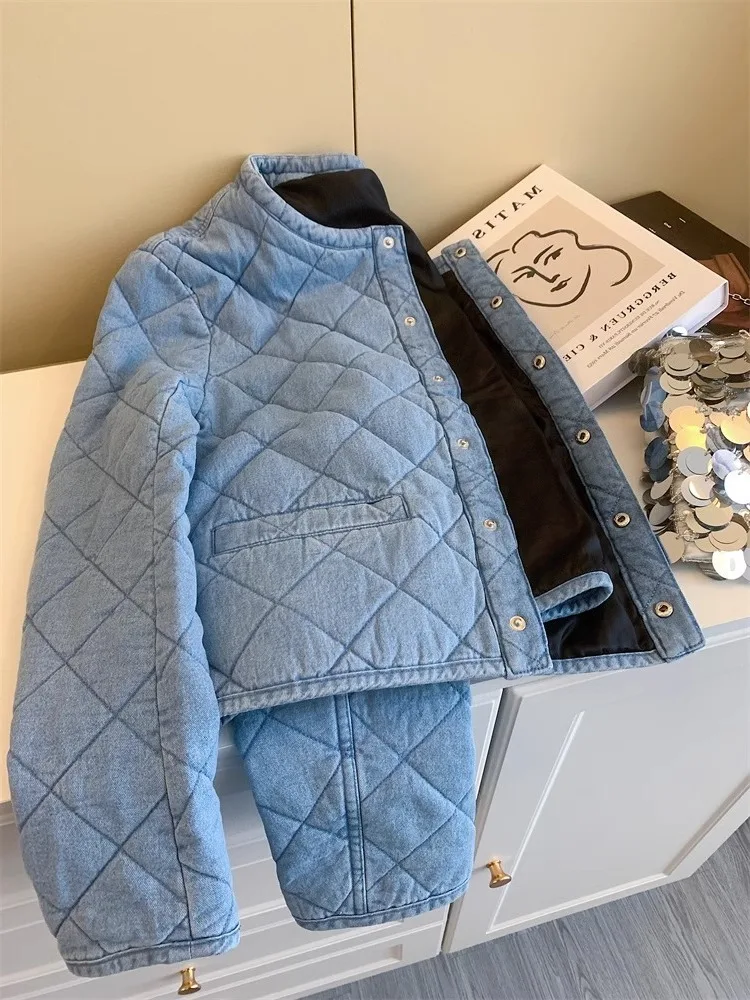 Koreańska luźna, lekka, ciepła kurtka bawełniana, modna odzież wierzchnia damska i męska na jesień i zimę, okrągły dekolt, jeden guzik.