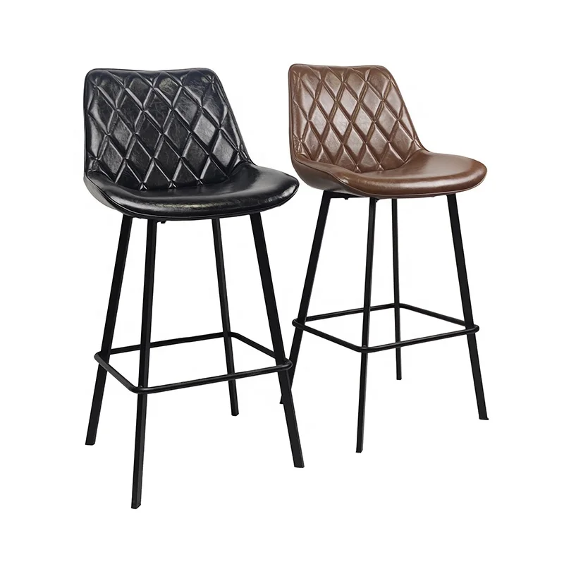 

Customized Luxury Modern Restaurant High Bar Chair Counter Kitchen Leather Bar Stools Chair
