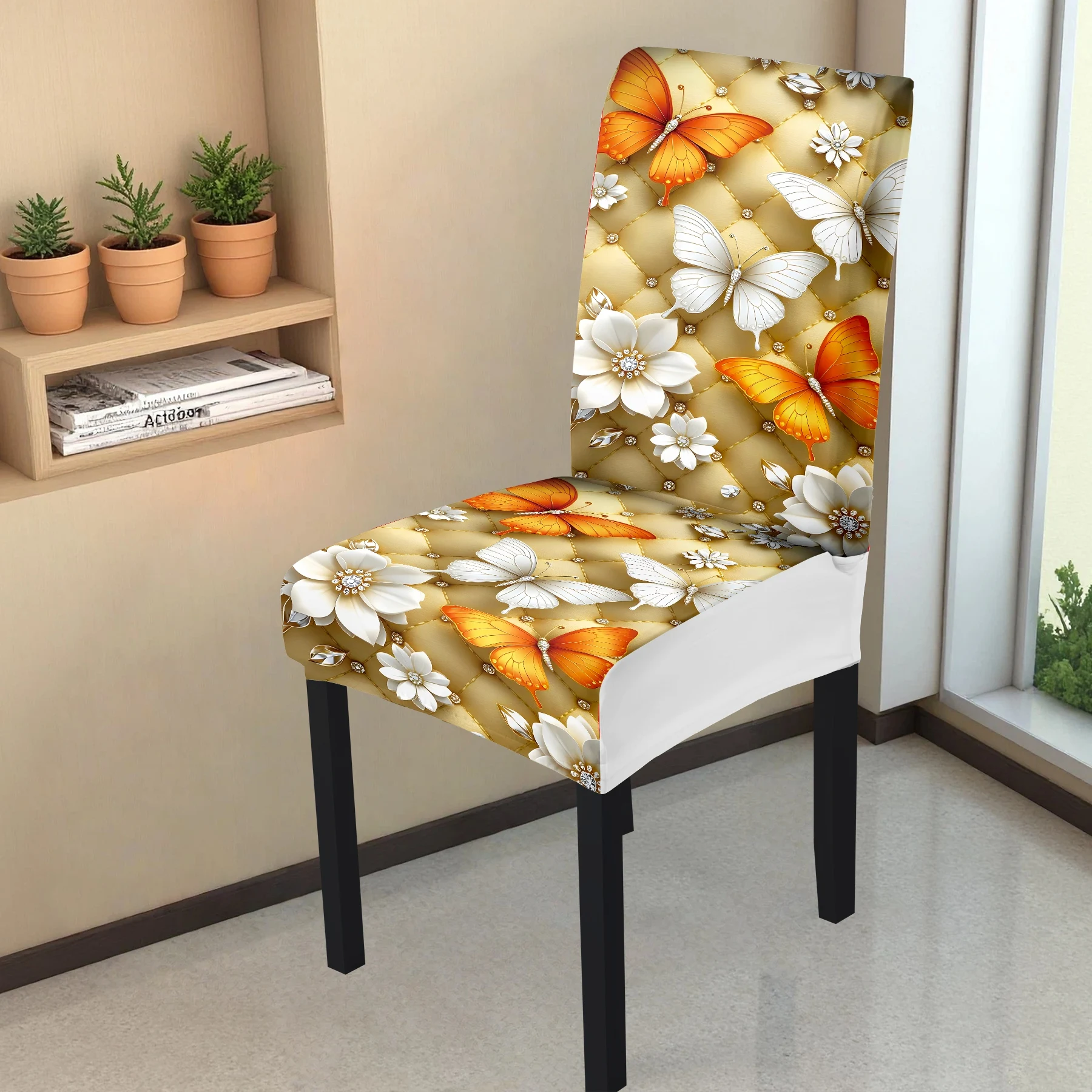 

2026 New Elastic Full - Coverage Chair Cover, Summer Outdoor Sofa Cushion Cover with Butterfly & Flower Prin
