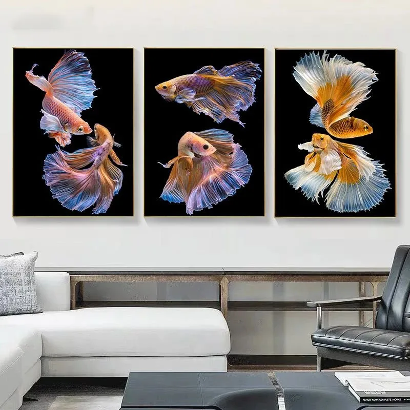 Modern Nordic Prints Colorful Tropical Fish Art Canvas Posters and Printed Pictures for Living Room and Bedroom Home Decoration