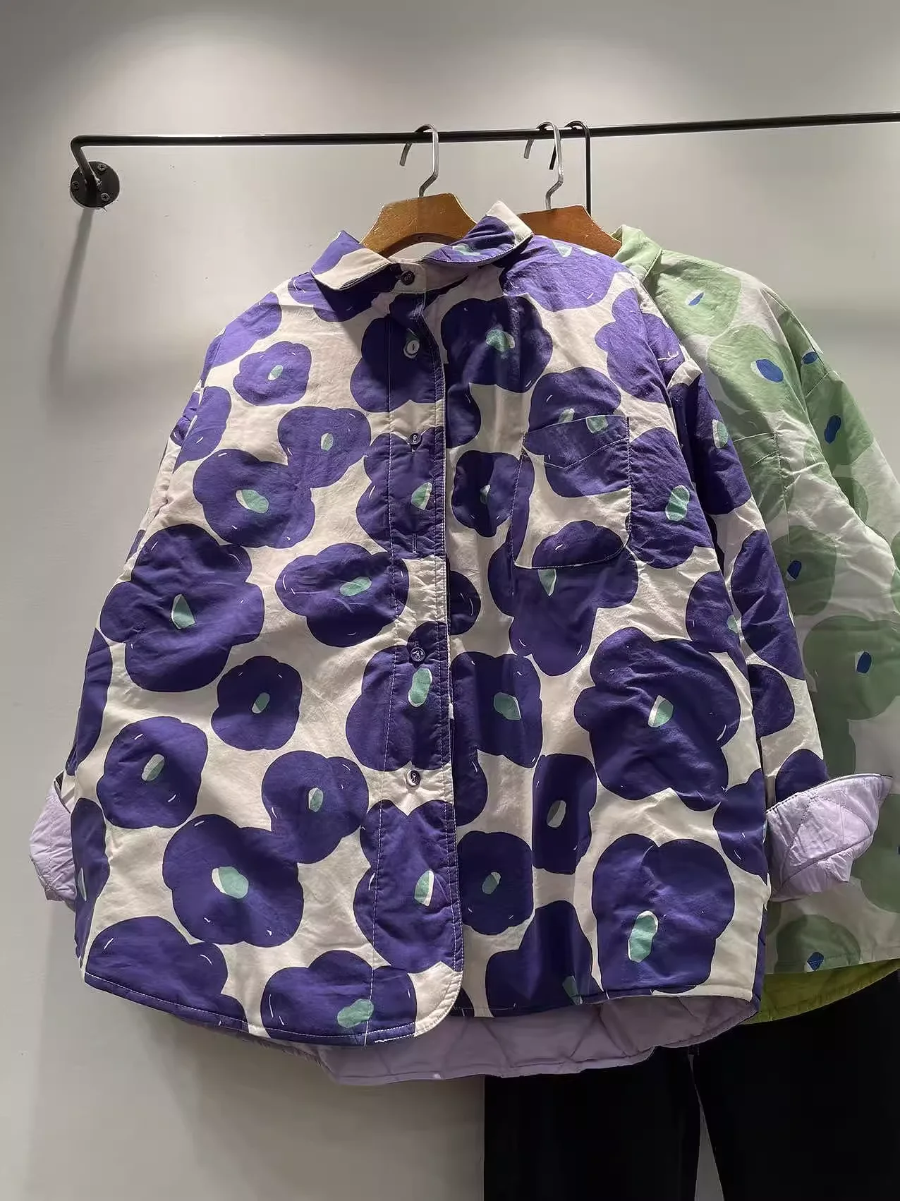 

100% Cotton-padded Jacket for Women Winter Autumn Casual Thick Warm Purple Dark Red Orange Padded Outwear Coat