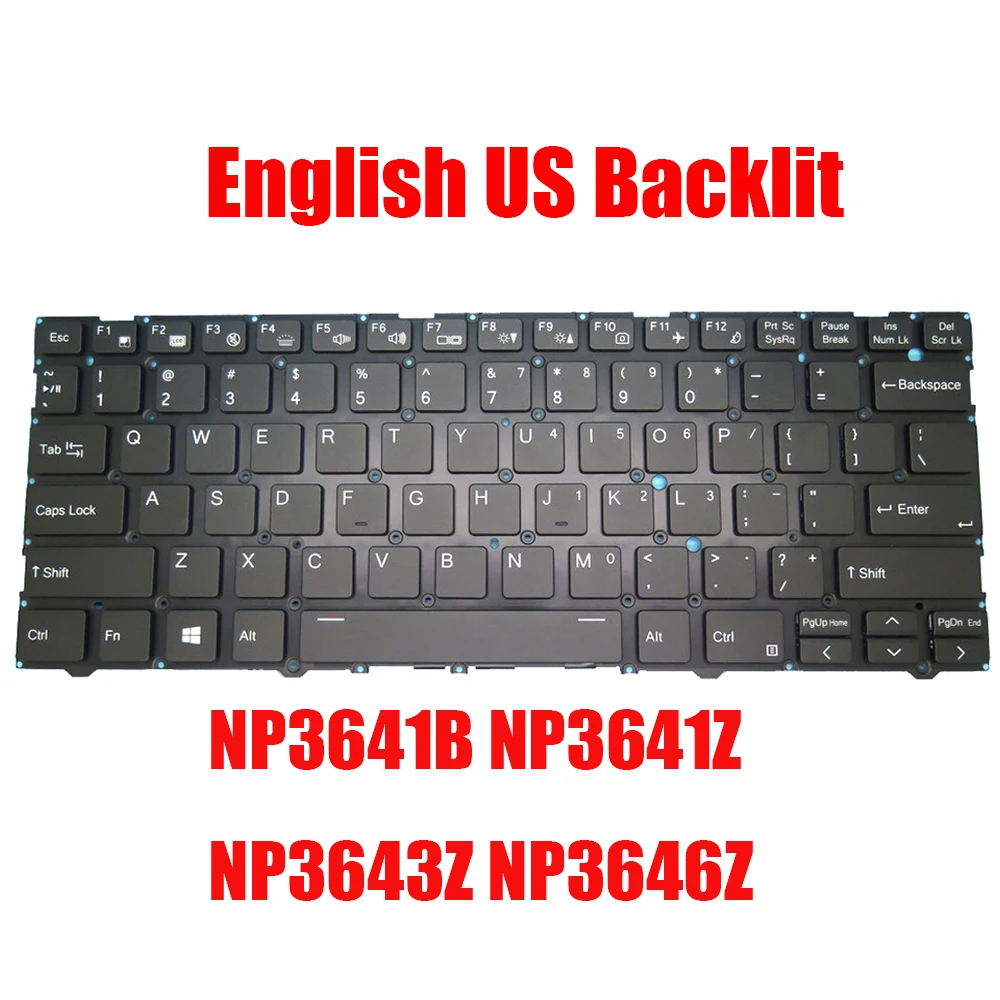 English US Laptop Keyboard For Sager NP3641B NP3641Z NP3643Z NP3646Z NV41MB-D NV41MZ NV45PZ NV41RZ Black With Backlit New