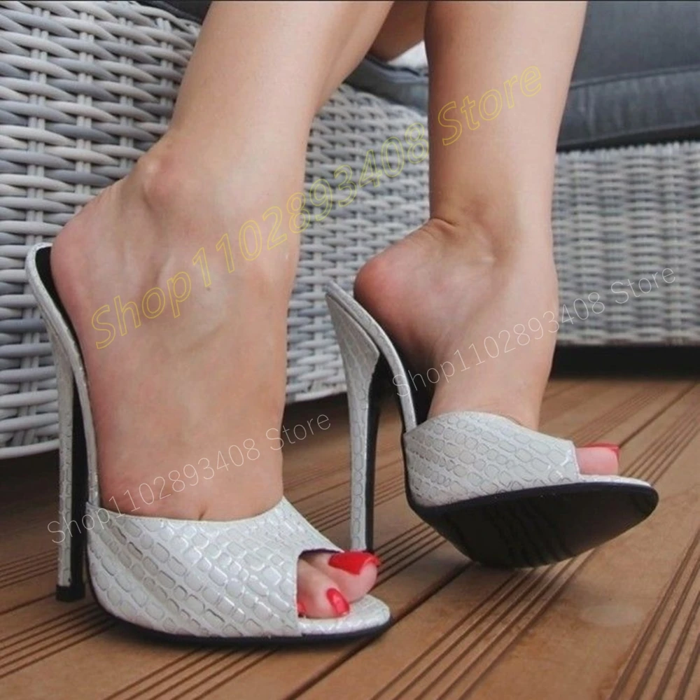 White Peep Toe Concise Slippers Stiletto High Heel Party Sexy Slip-on Fashion Sexy Women Shoes 2024 Summer Zapatos Para Mujere