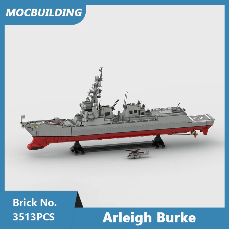 

Конструктор MOC Arleigh Burke, разрушитель, Класс IIA, модель в масштабе 1:150, собранные кирпичи, дисплей, транспортные игрушки, подарки, 3513 шт.