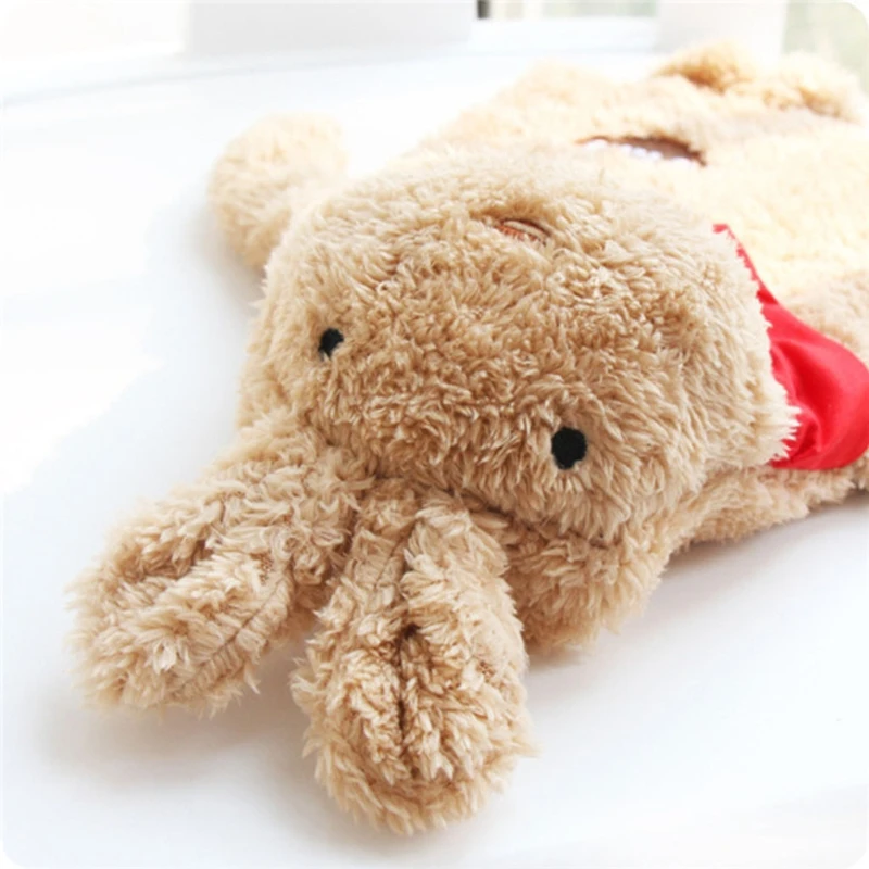 Rubber Hot Water Bottle with Removable Cute Cartoon Rabbit Plush Cover Winter Explosion-Proof Pain Relief Hand Warmer