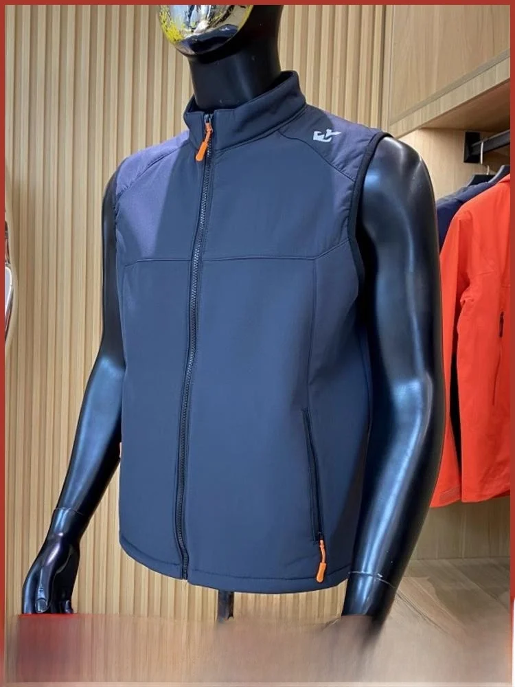 

High-End Outdoor Men's Fce-Lined Quilted Vest Jaet Winter New Arrival Tailored Splicing Warmth Youth Faion Stand Fit