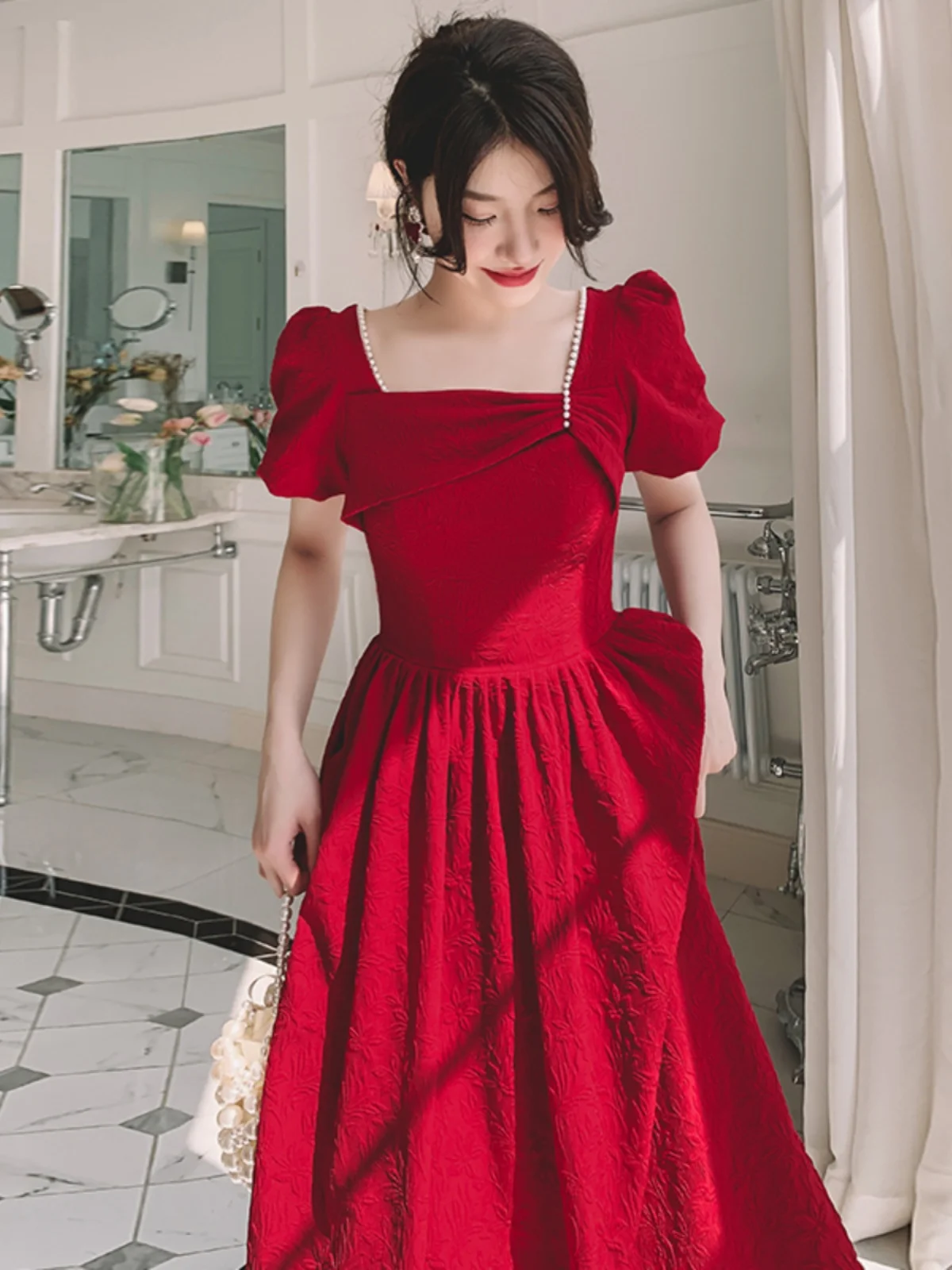 

High Waist Materni Wedding Dr Red Pregnant Women's Summer Bridal Outfit Cover Belly plus Size Faion Korean Sle