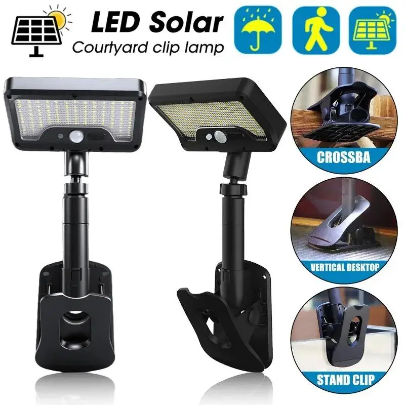 

Солнечная лампа 92 светодиодный датчик движения, уличная лампа на солнечной энергии, IP65, водонепроницаемый настенный светильник с зажимом для подъездной дороги, сада, кемпинга