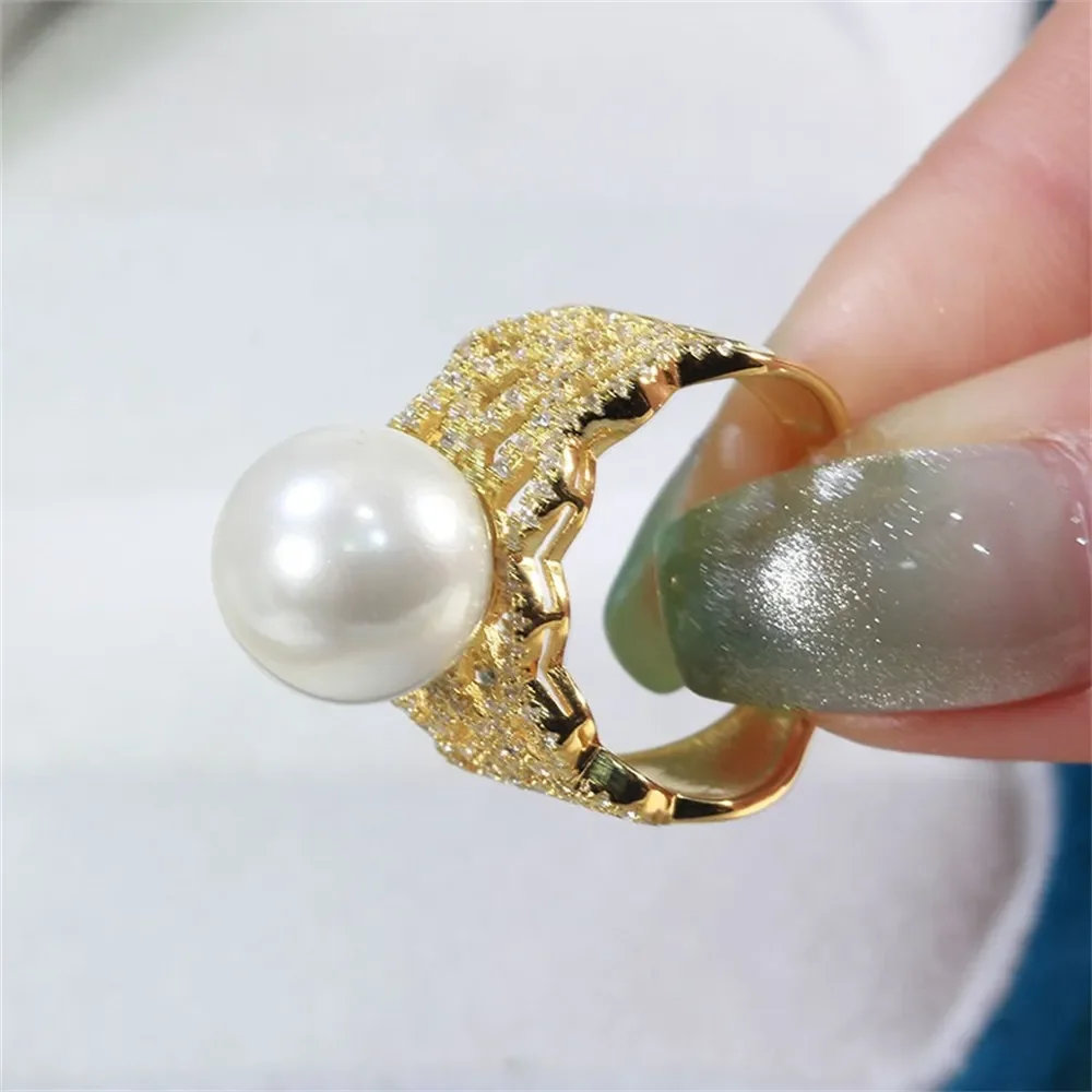 Solid S925 Sterling Silver Pearl Ring Settings Findings & Accessories  for Jewelry Making Bulk Wholesale Craft Supplies No Pearl