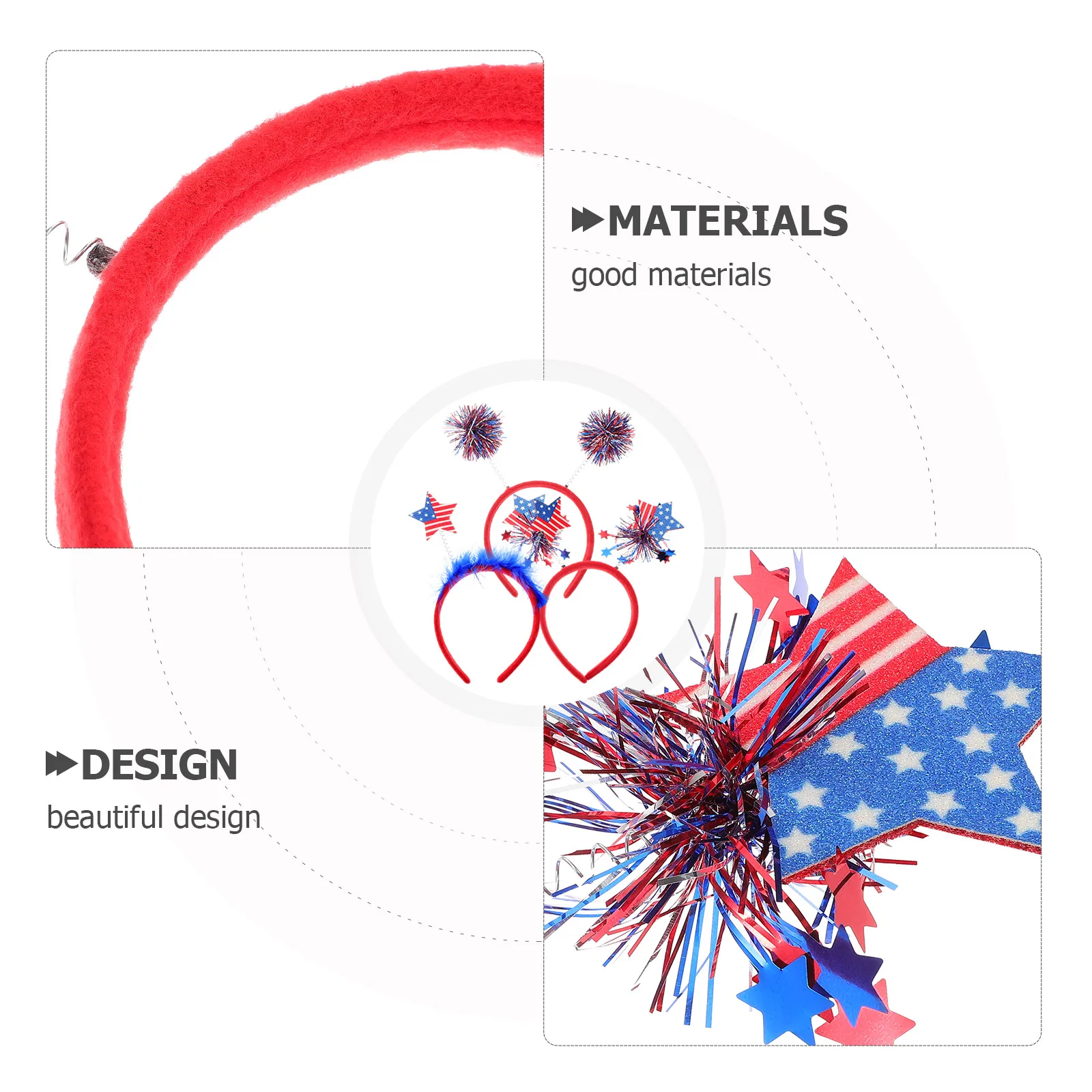 

3pcs Flag Headband Independence Day Party Patriotic Decorations July 4Th Decorations July 4th Accessories Star Headdress