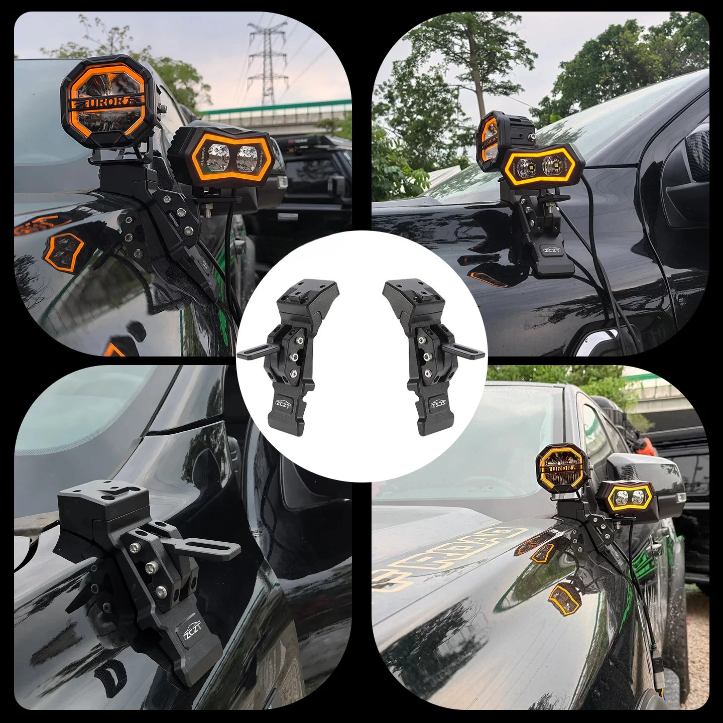 A-Pillar Z Series Extension Bracket Modified Hood LED Dual Light Quick-Release Bracket For Ford Ranger 2023-2026 Accessories