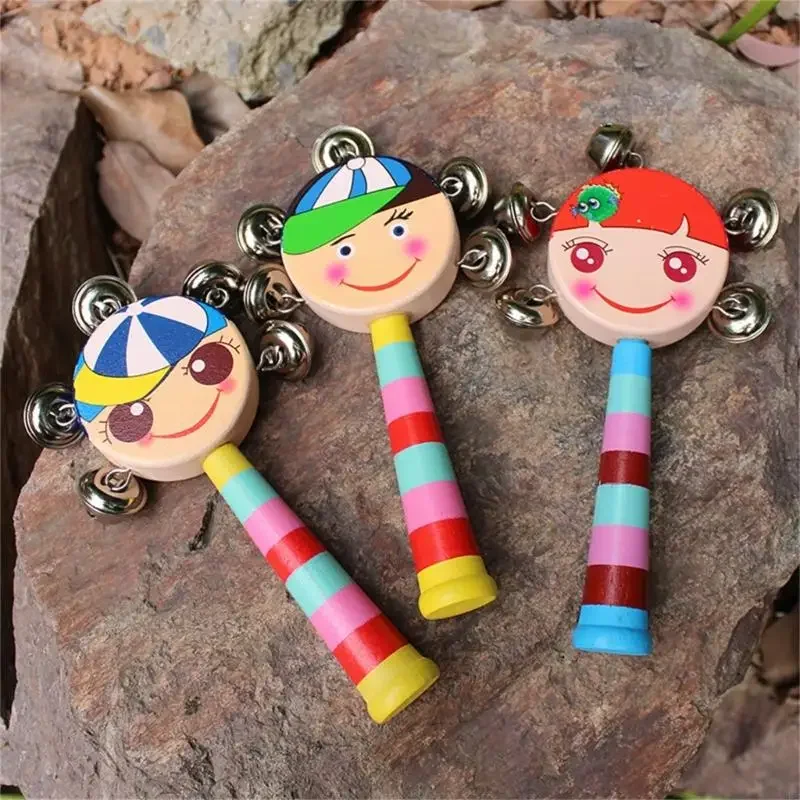 6 pçs bebê desenhos animados chocalho handbell brinquedo fácil segurar agitando tambor instrumento percussão brinquedo
