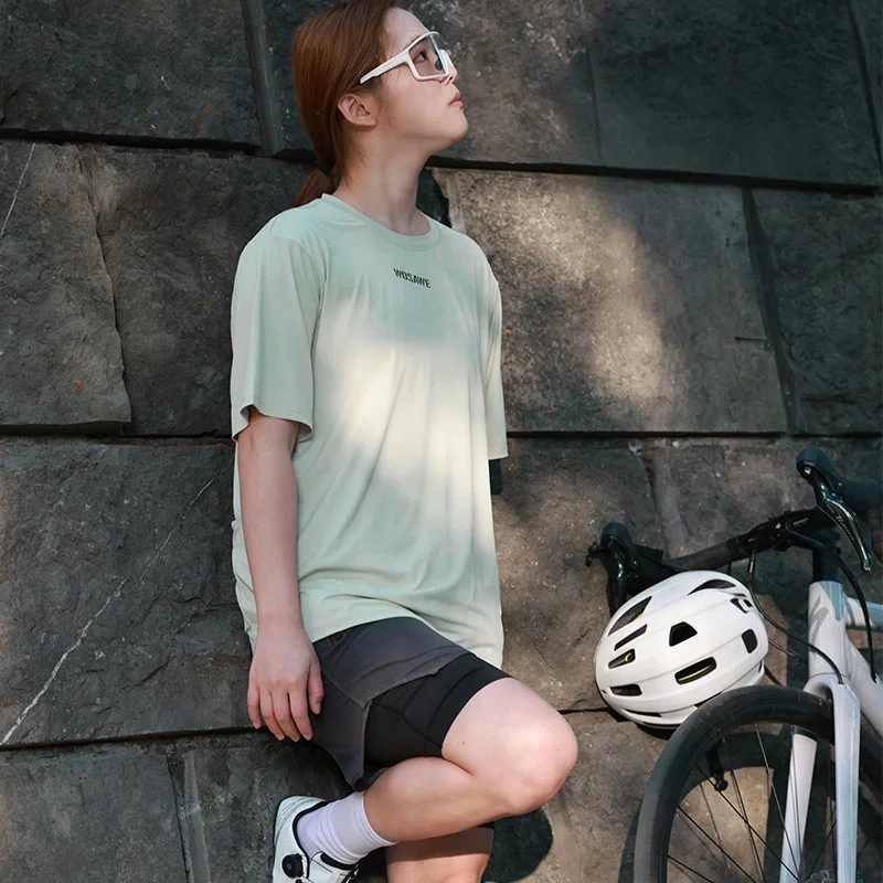 

Новая свободная футболка для велоспорта, шоссейный велосипед, бег, отдых, быстросохнущий, с короткими рукавами, горный ковер