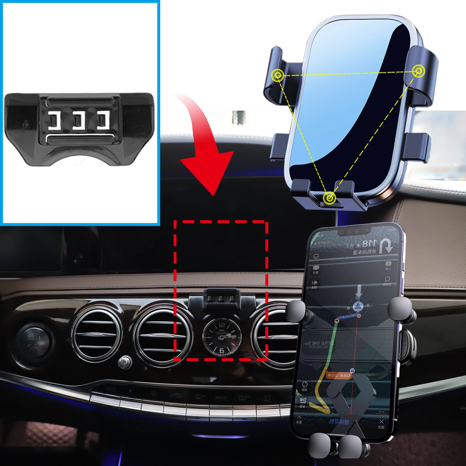 ملحقات حامل الهاتف المحمول للسيارة لبنز S Class W222 2014 ~ 2020 GPS قوس الملاحة حامل السيارات