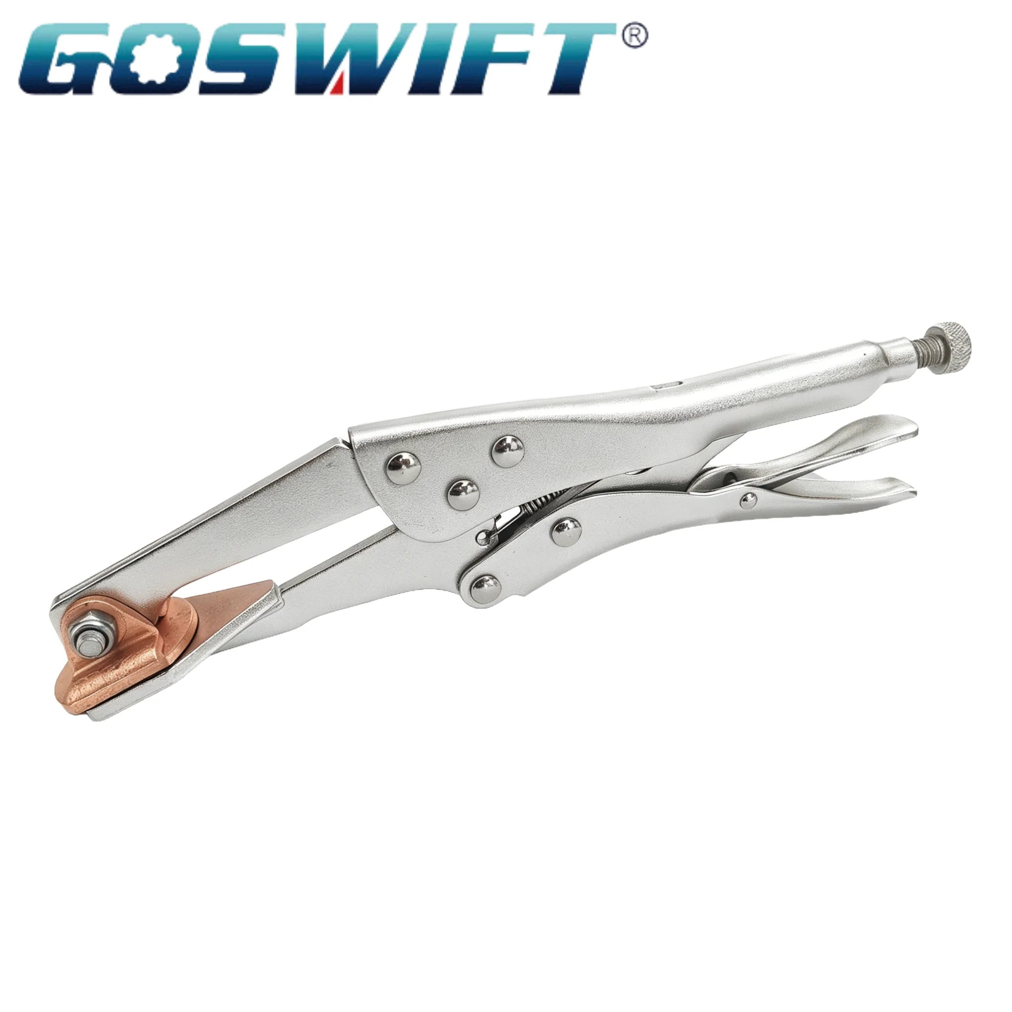 10-Inch Plugweld Welding Pliers with Copper Alloy Backing & -Jaw Locking Clamp - Heavy-Duty Mig for Automotive Body Repair