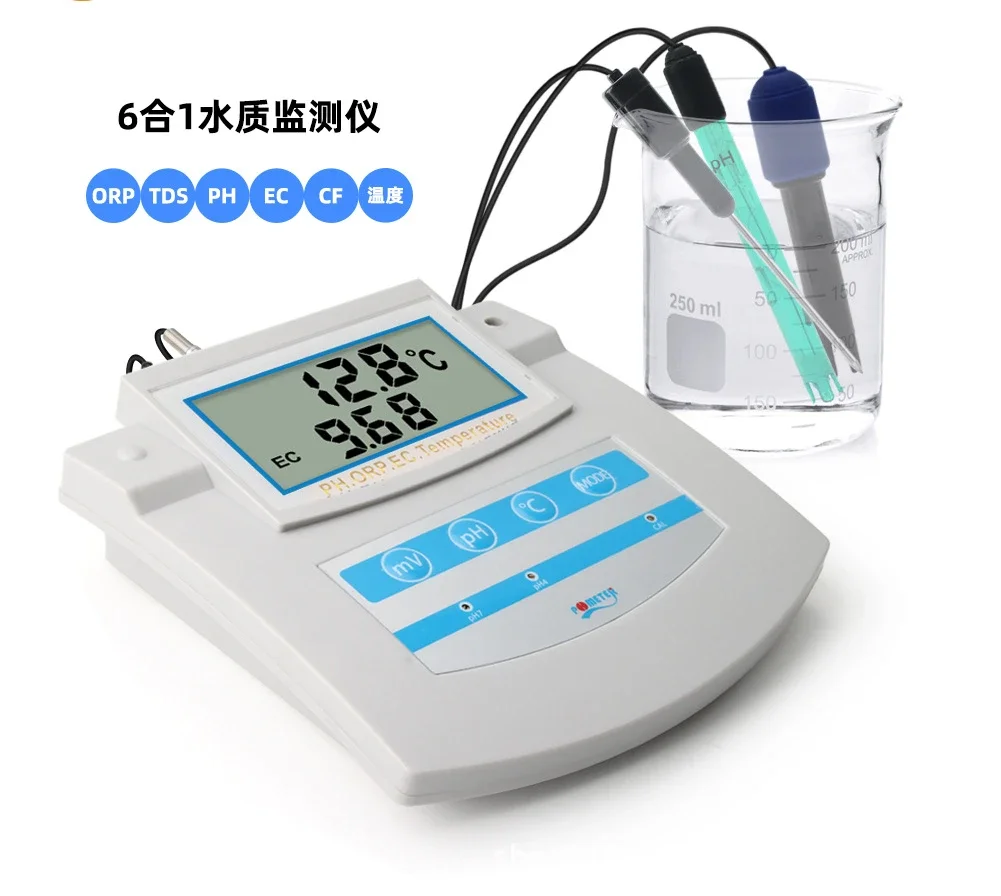 Desktop digital PH water quality tester 6-in-1 PH EC CF ORP TDS temperature tester PH pH pH meter