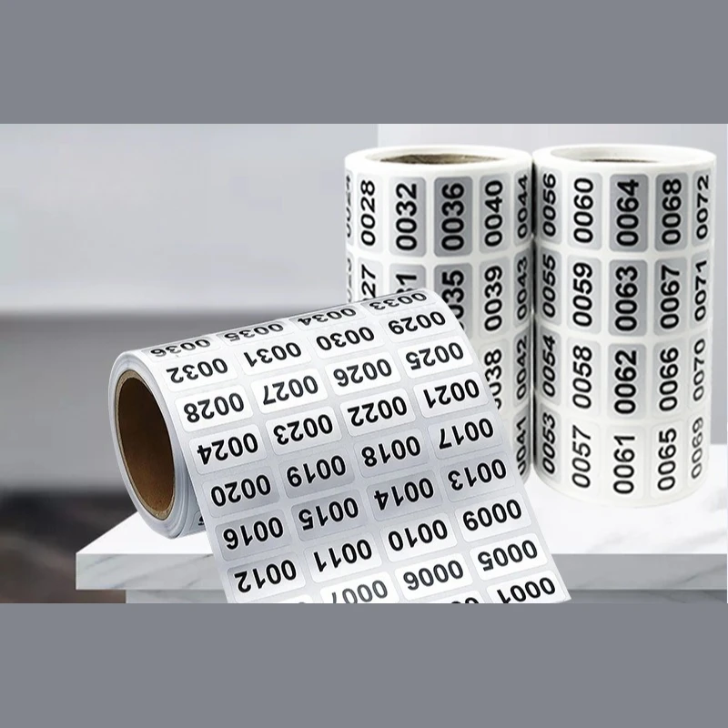 1-2000 Rectangle Number Sticker Number Label Sticker Cargo Mark Serial Number Waterproof Self-adhesive Sticker Serial