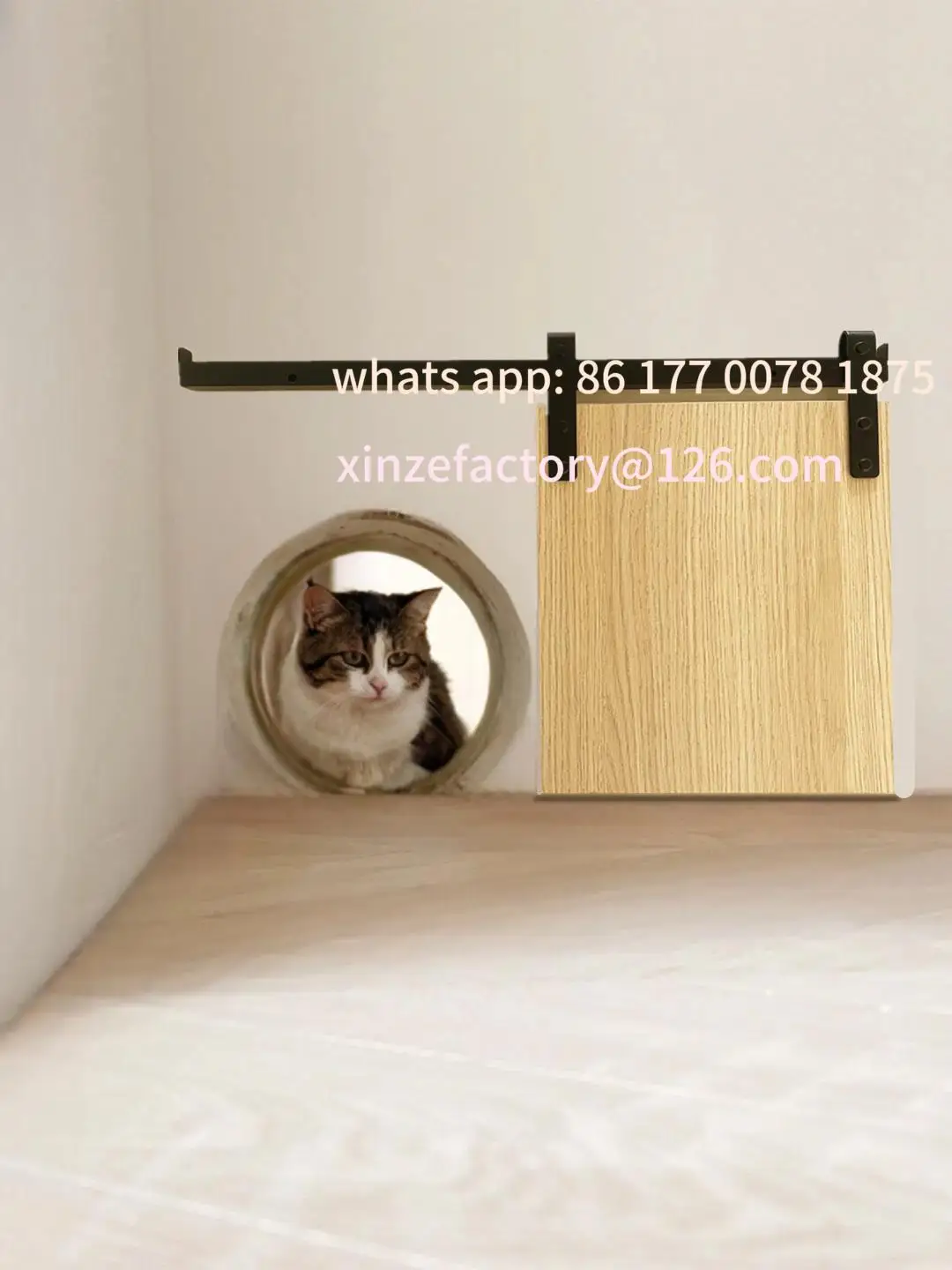 Customizable  Barn Door Sliding Pet Free in Out Bedroom Suspension Hole Dog Hole