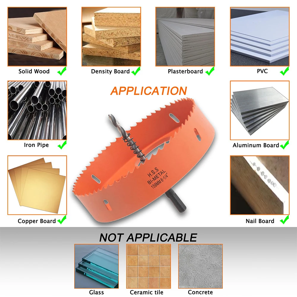 Piła otworowa, miska na kurz do wbudowanego oświetlenia Piła otworowa 6-1/4 cala Łapacz kurzu z bimetalowym drewnem i metalu Piła otworowa do płyt kartonowo-gipsowych