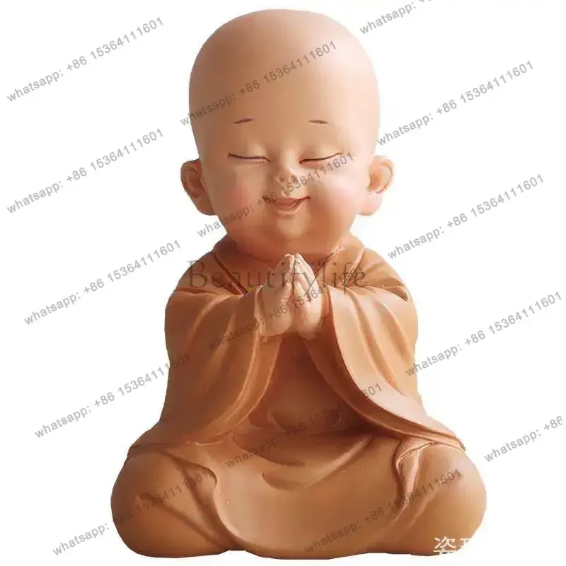 PG   huineng little monk zen ornament laughing buddha samgha doll small statue maitreya   bonsai figure mini decoration