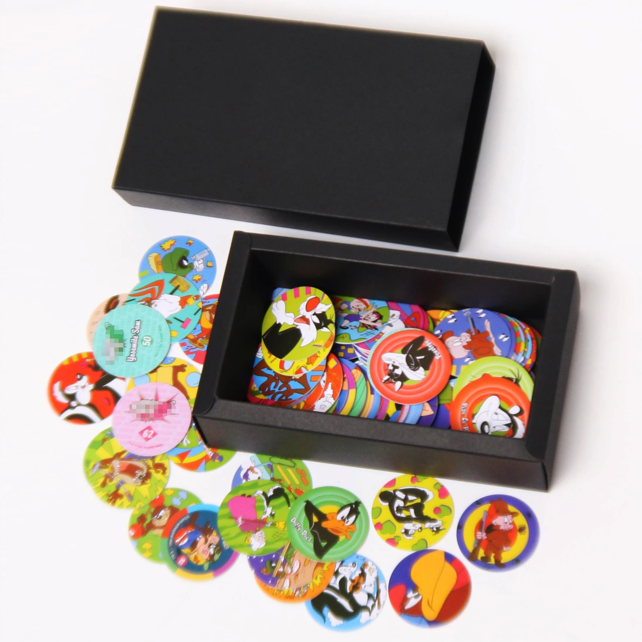 Lote De Tazos Looney Tune Sabritas Complete collection 100Pcs Super Mega Mastertazos Pogs Milkcaps Round Cards Childhood Gifts