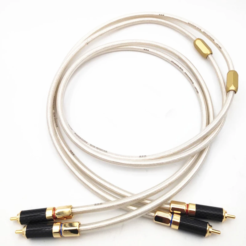 HIFI QED Silver Plated Copper RCA Cable 4 Cores HiFi Audio Interconnect Line with Carbon Fiber Plug